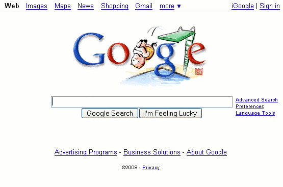 Screen shot of Google's home page.