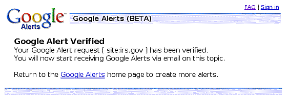 Google Alert verified