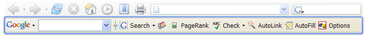 A screen shot of Google's Toolbar