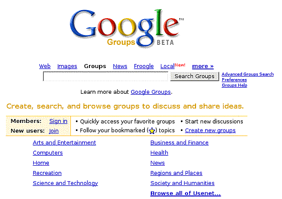 Google Groups: Discussion Forums - Google Guide