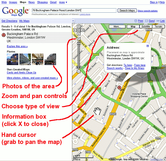 Detailed map Google returns after you click on small map on the results page.