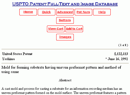 Screen shot of a patent full-text database